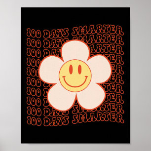 Póster 100° Día Del Colegio Retro Groovy Happy Face 100 D