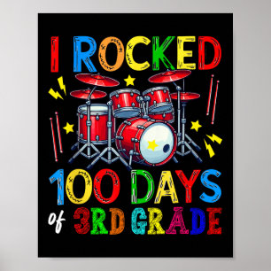 Póster 100° Día del Tercer Grado 100 Días Escolar Tambor