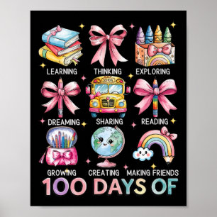 Póster 100 Días 100º Día De Escuela Para Niñas Niños Y Te