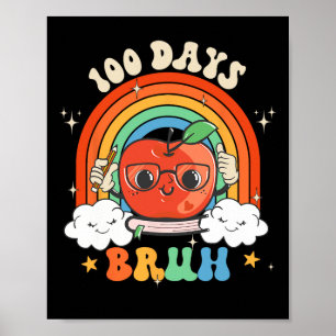 Póster 100 días Bruh Apple Rainbow Groovy niños Toddler B