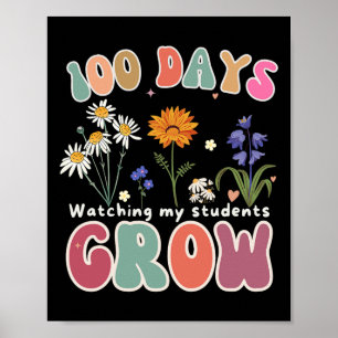 Póster 100 Días Creyendo Flores Maestras 100 Días De Scho
