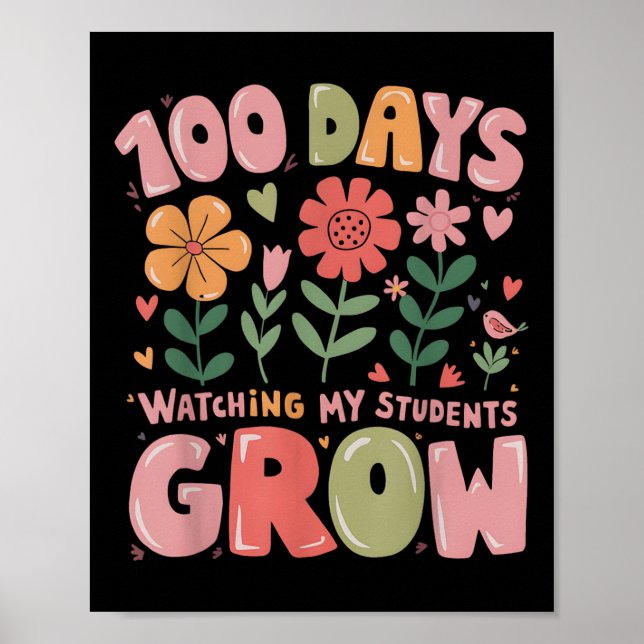 Póster 100 días cultivando flores retro (Frente)