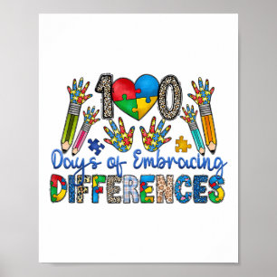 Póster 100 Días De Abrazar Diferencias Autismo 100