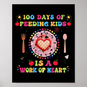 Póster 100 Días De Almuerzo Escolar Dama Para El Cafet Lu