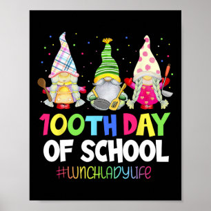 Póster 100 Días De Almuerzo Escolar Lady Gnome Gnomies Ca