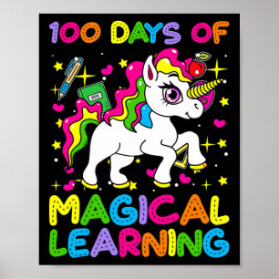 Póster 100 días de aprendizaje mágico 100 días de escuela