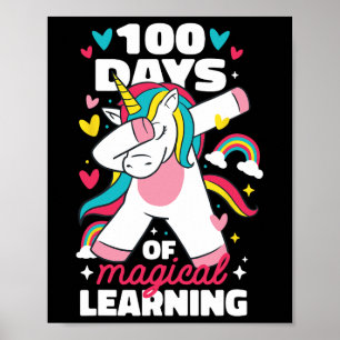 Póster 100 días de aprendizaje mágico 100 días de escuela
