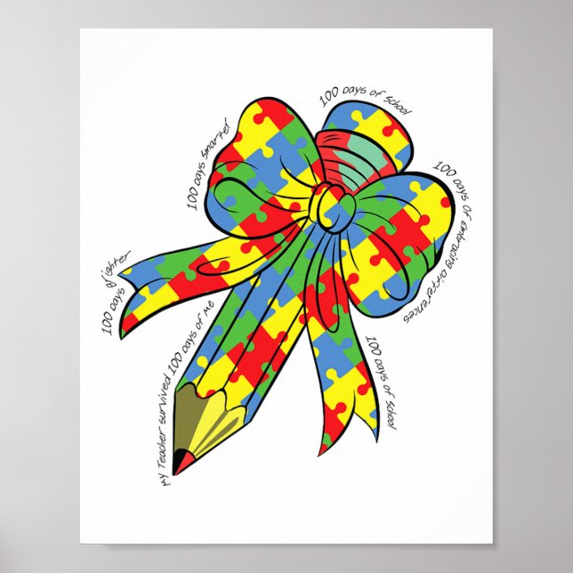 Póster 100 días de autismo 100 días de escuela (Frente)