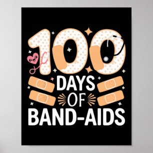 Póster 100 días de ayuda de banda 100ª enfermera escolar