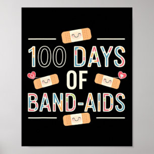 Póster 100 días de ayuda de banda 100ª enfermera escolar 