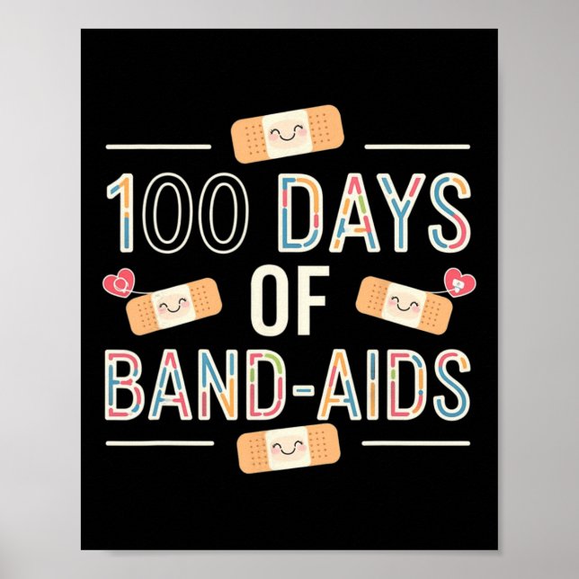 Póster 100 días de ayuda de banda 100ª enfermera escolar  (Frente)