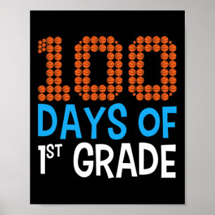 Póster 100 días de baloncesto de primer grado Deporte 100