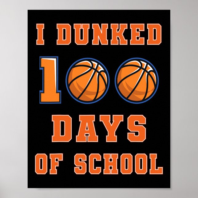 Póster 100 Días De Básquetbol Escolar 100 Día De (Frente)