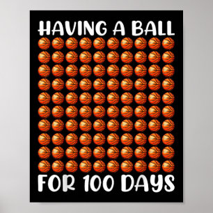 Póster 100 días de básquetbol escolar 100 días
