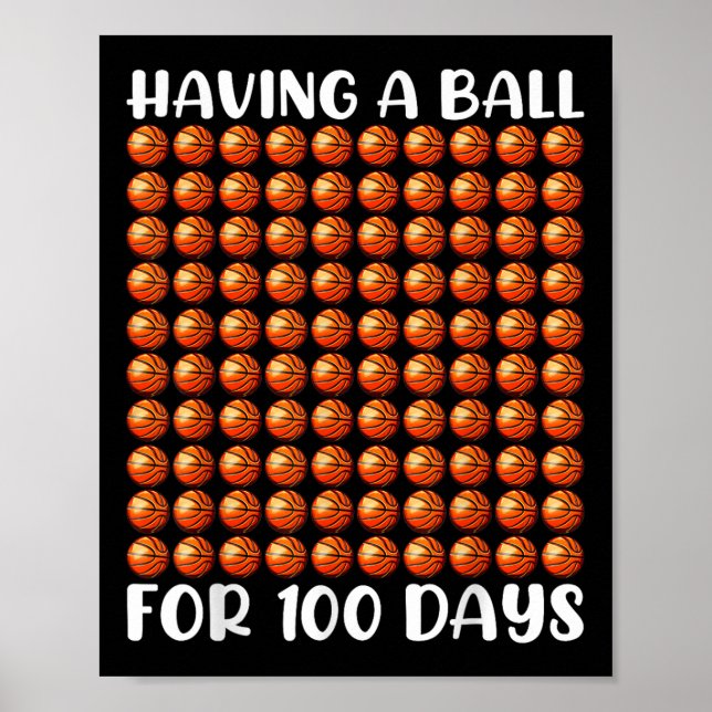 Póster 100 días de básquetbol escolar 100 días (Frente)