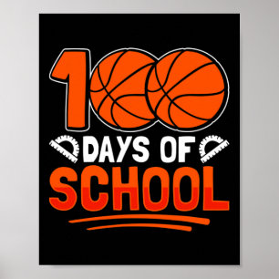Póster 100 días de básquetbol escolar para el entrenador