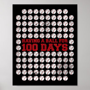 Póster 100 Días De Béisbol Escolar 100º Día De La Escuela