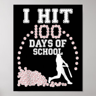 Póster 100 Días De Béisbol Escolar 100º Día De La Escuela
