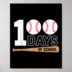 Póster 100 Días De Béisbol Escolar 100º Día De La Escuela