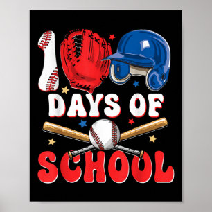 Póster 100 Días De Béisbol Escolar 100 Días Para Niños