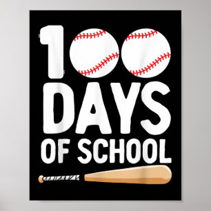 Póster 100 Días De Béisbol Escolar 100 Días Para Niños
