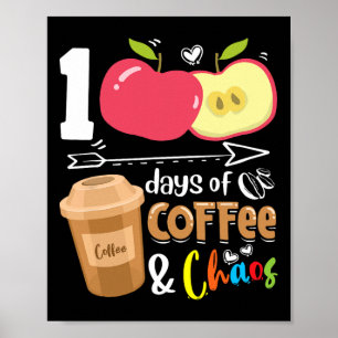 Póster 100 días de café; caos - 100 días de escuela