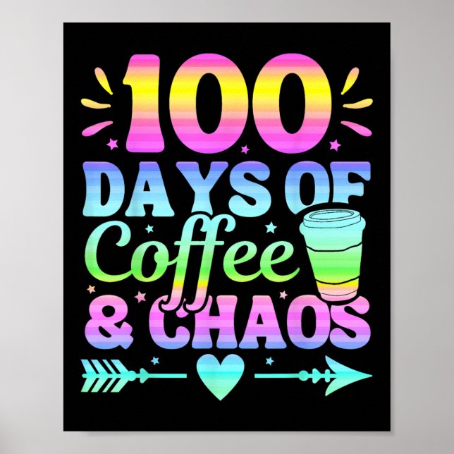 Póster 100 días de café y caos 100 días de escuela (Frente)