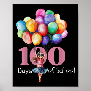 Póster 100 Días De Celebración Escolar Para Niños, Chicas