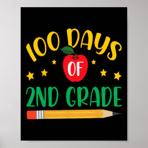 Póster 100 Días De Chicas De Segundo Grado Niños 100 Días