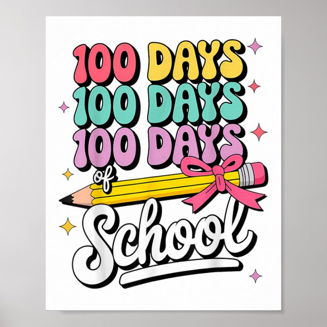 Póster 100 días de Chicas escolares Coquette Bow 100 días (Frente)