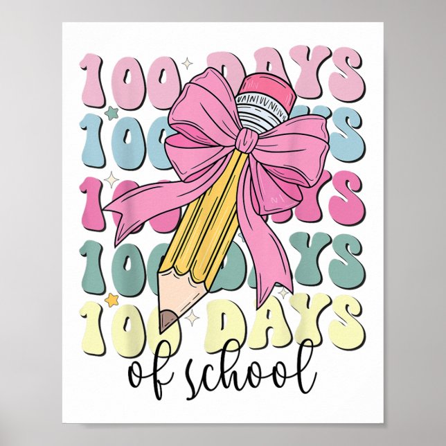 Póster 100 días de Chicas escolares Coquette Bow 100 días (Frente)