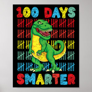 Póster 100 días de clase T-rex 100 días de escuela