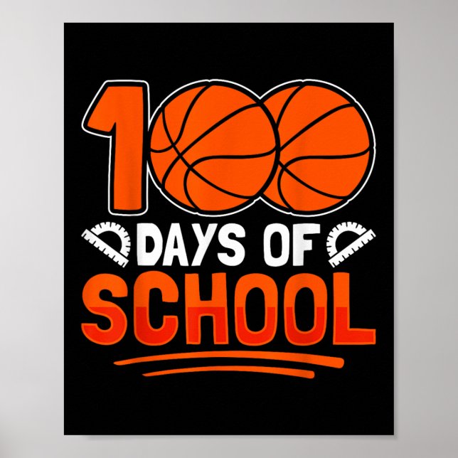 Póster 100 días de clases de baloncesto (Frente)