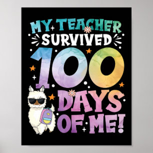 Póster 100 días de clases mi profesor sobrevivió 100 días