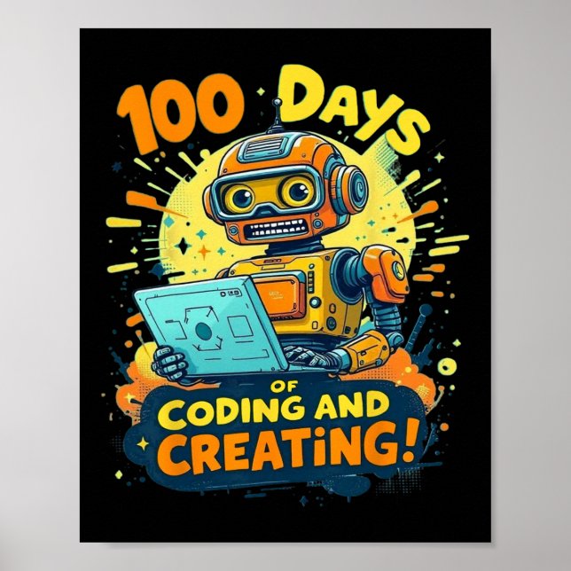 Póster 100 Días De Codificación Y Creación De Robot 100 D (Frente)