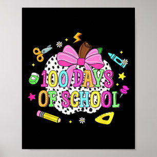 Póster 100 Días De Colegio Coquette Bow Apple 100º Día De