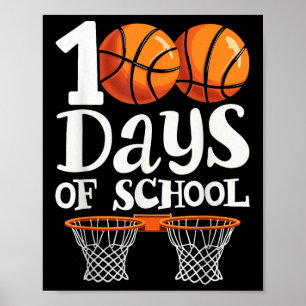 Póster 100 días de colegio de niños de básquetbol 100 día