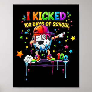 Póster 100 Días De Colegio Fútbol Goteo Niños Niños Diver