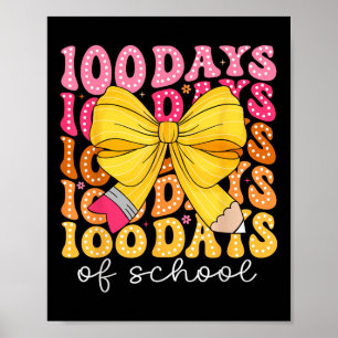 Póster 100 Días De Colegio Lápiz Coquette Bow Chicas Niño