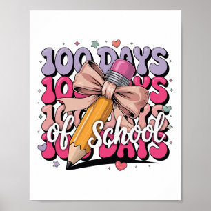 Póster 100 Días De Colegio Niñas Lazo Coquette Profesor K