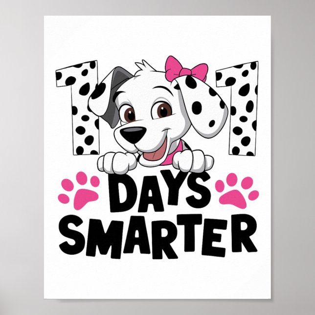 Póster 100 Días De Colegio Niño Perro Dálmata 100 Día (Frente)