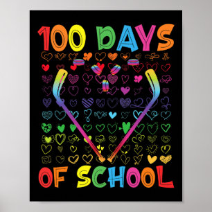 Póster 100 Días De Colegio Palos De Hockey Sobre Hielo Ni