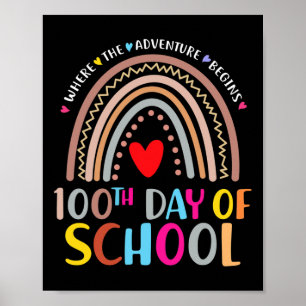 Póster 100 Días De Colegio Profesora Arcoíris 100º Día Le