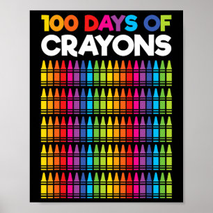 Póster 100 Días De Crayones Para Niños Chicas 100 Días De