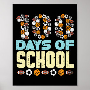 Póster 100 Días De Deporte Escolar En El Fútbol