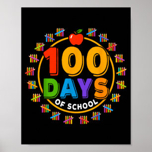 Póster 100 días de diseño escolar feliz 100º día de