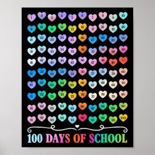 Póster 100 días de docente escolar Cien días de matemátic