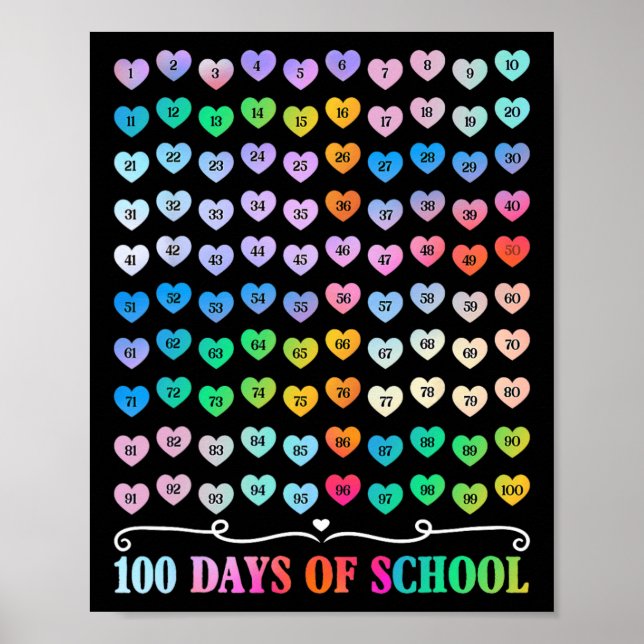 Póster 100 días de docente escolar Cien días de matemátic (Frente)