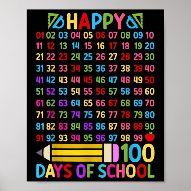 Póster 100 días de docente escolar Cien días de matemátic (Frente)