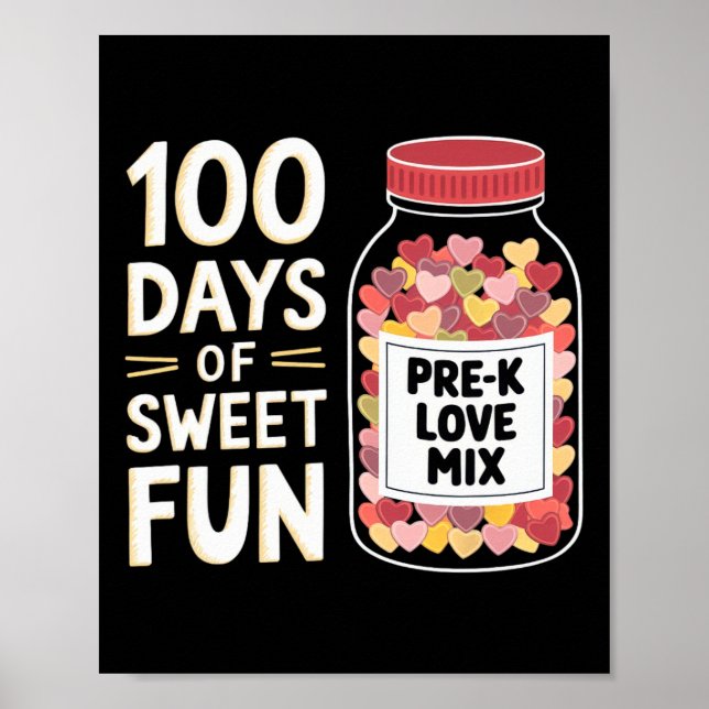 Póster 100 Días De Dulce Diversión Linda Profesora De Niñ (Frente)
